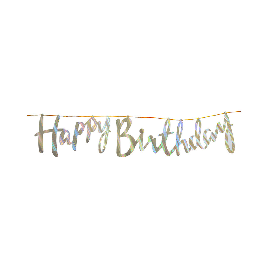 Happy Birthday Silver Banner 2.5M Thread 3Pcs Lb