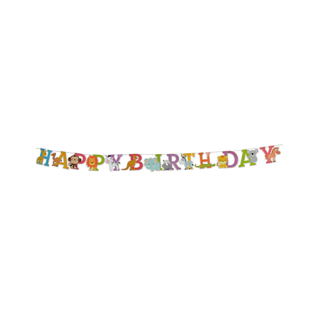 Happy Birthday Animal Banner 13Pc & 4M Thread Lb