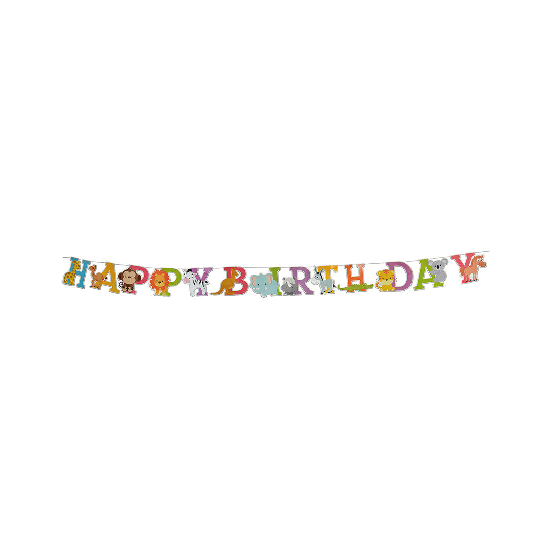 Happy Birthday Animal Banner 13Pc & 4M Thread Lb