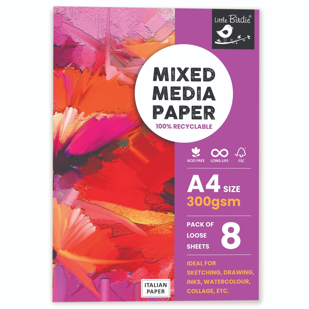 Mixed Media Paper A4 Size 250 Gsm Pack Of 8 Sheets