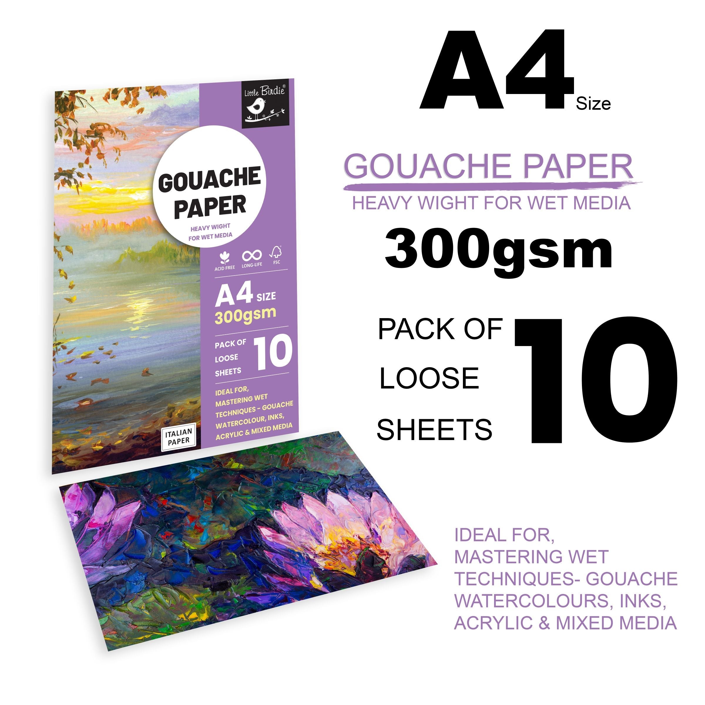 Gouache Paper A4 Size 300 Gsm Pack Of 10 Sheets