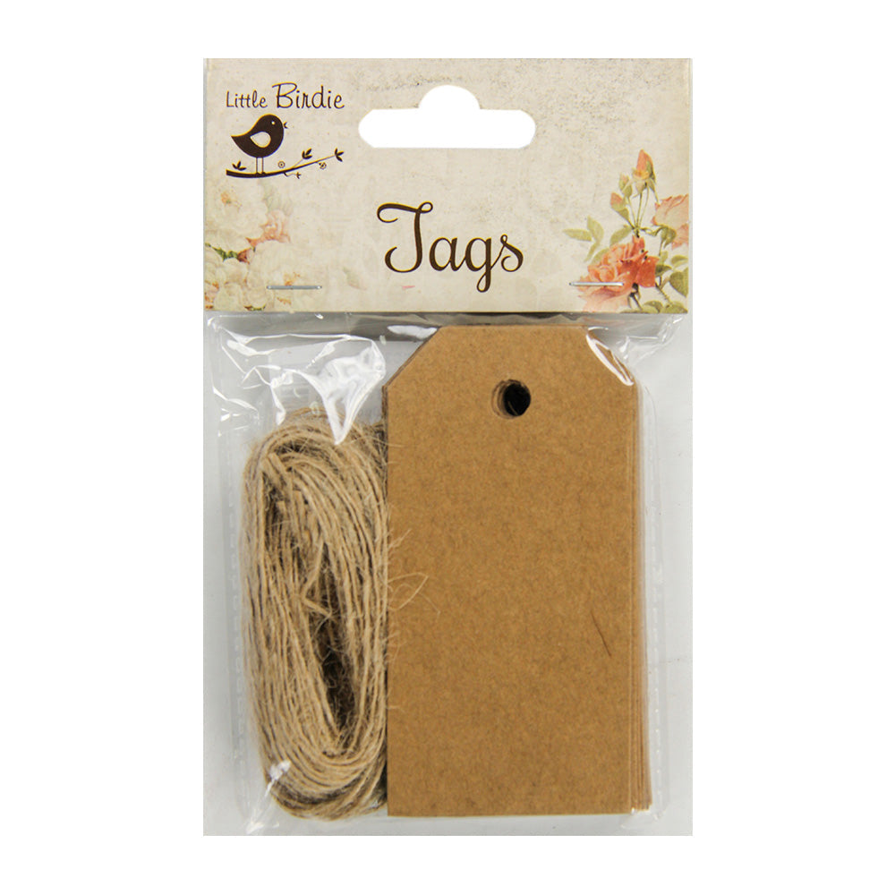Tags 8.3 X 4.2 cm With Jute Twine 14 mtr Kraft 50pcs