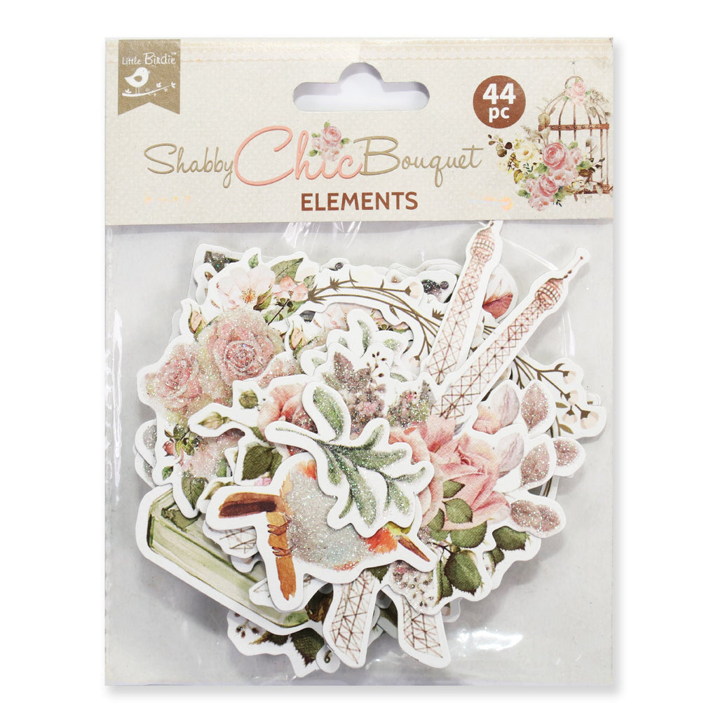 Shabby Chic Bouquet Ephemera Stickers 44pcs