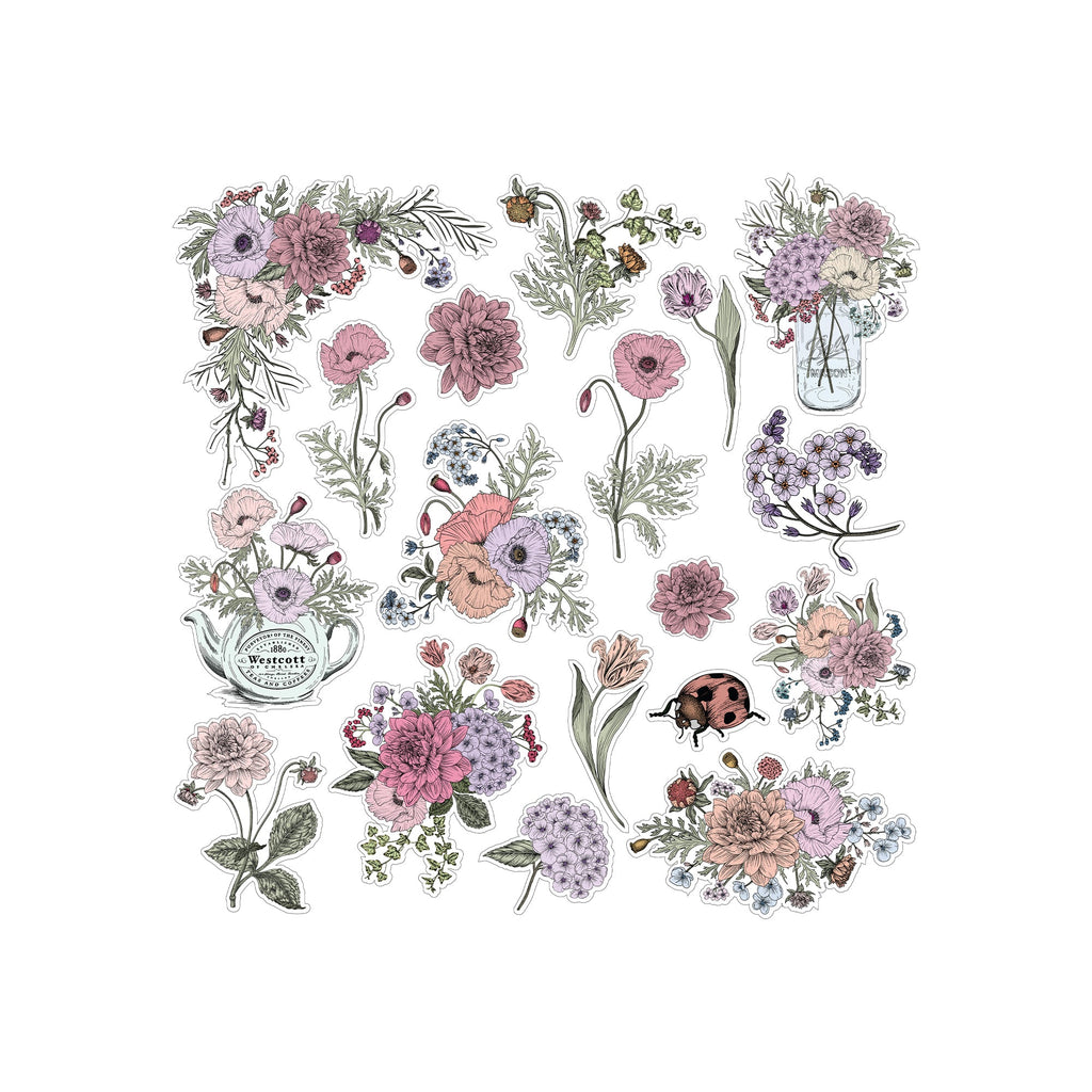 Printed Cardstock Pack - Botanical Garden, 6 X 6inch, 12Designs, 250gsm, 24Sheets