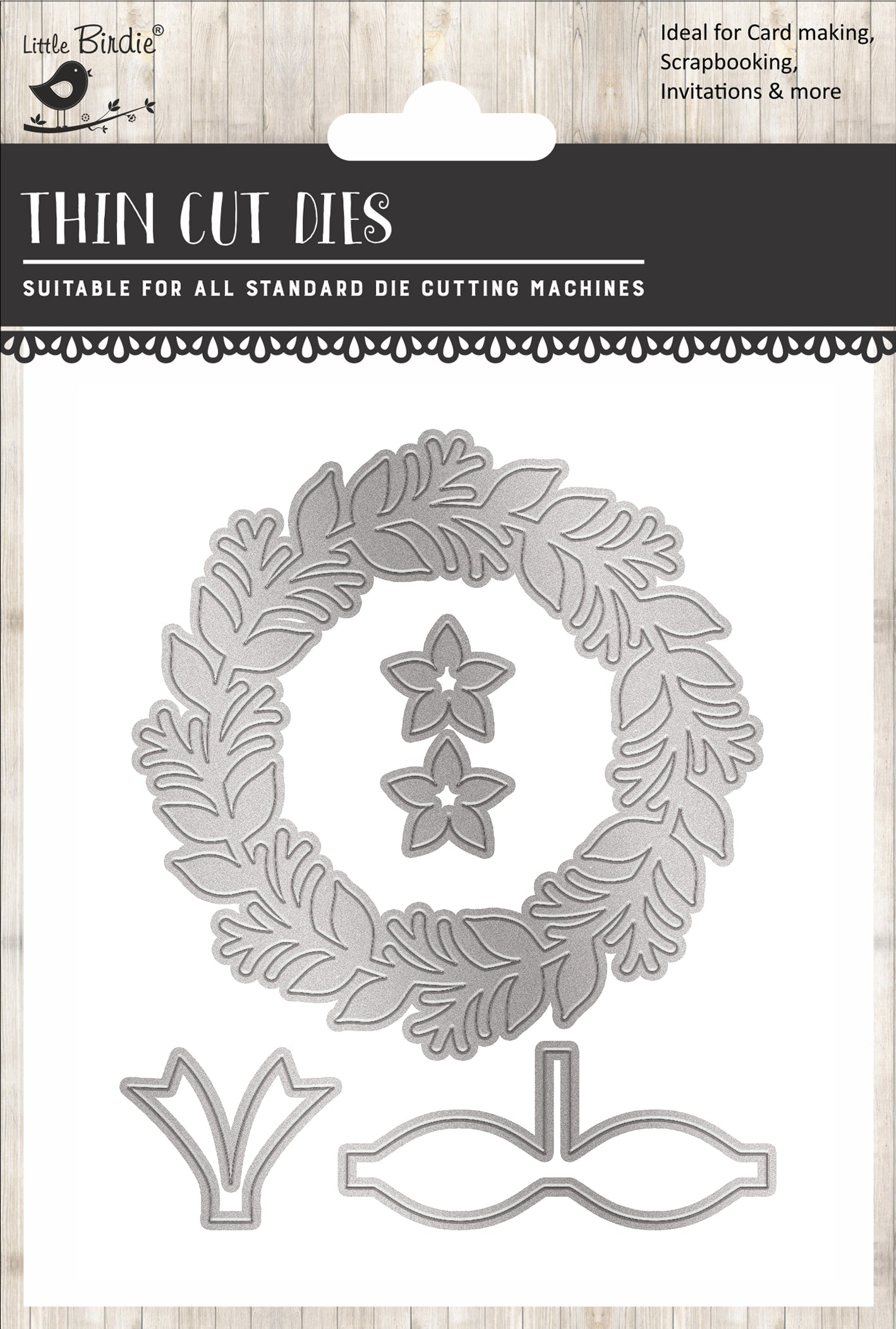 Christmas Thin Cut Dies Festive Wreath 102 x 81mm 5pc