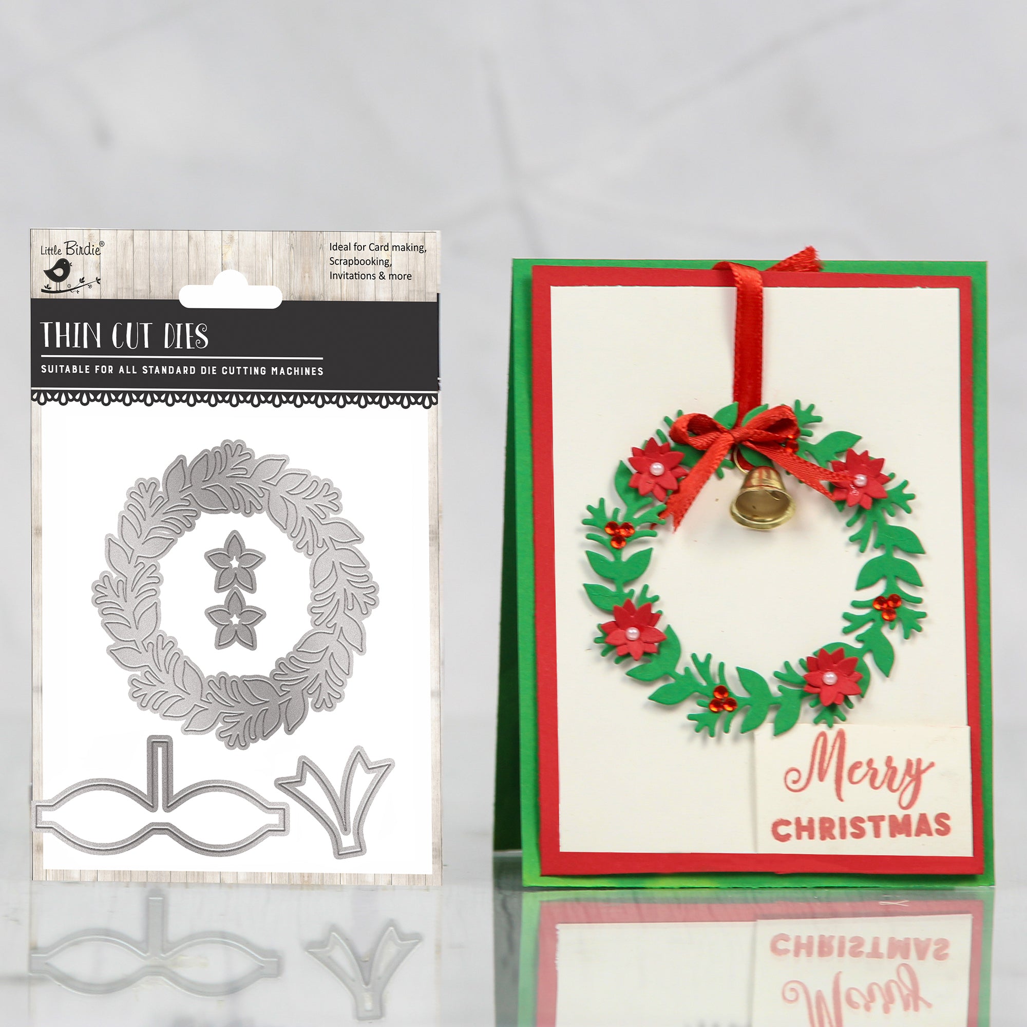 Christmas Thin Cut Dies Festive Wreath 102 x 81mm 5pc