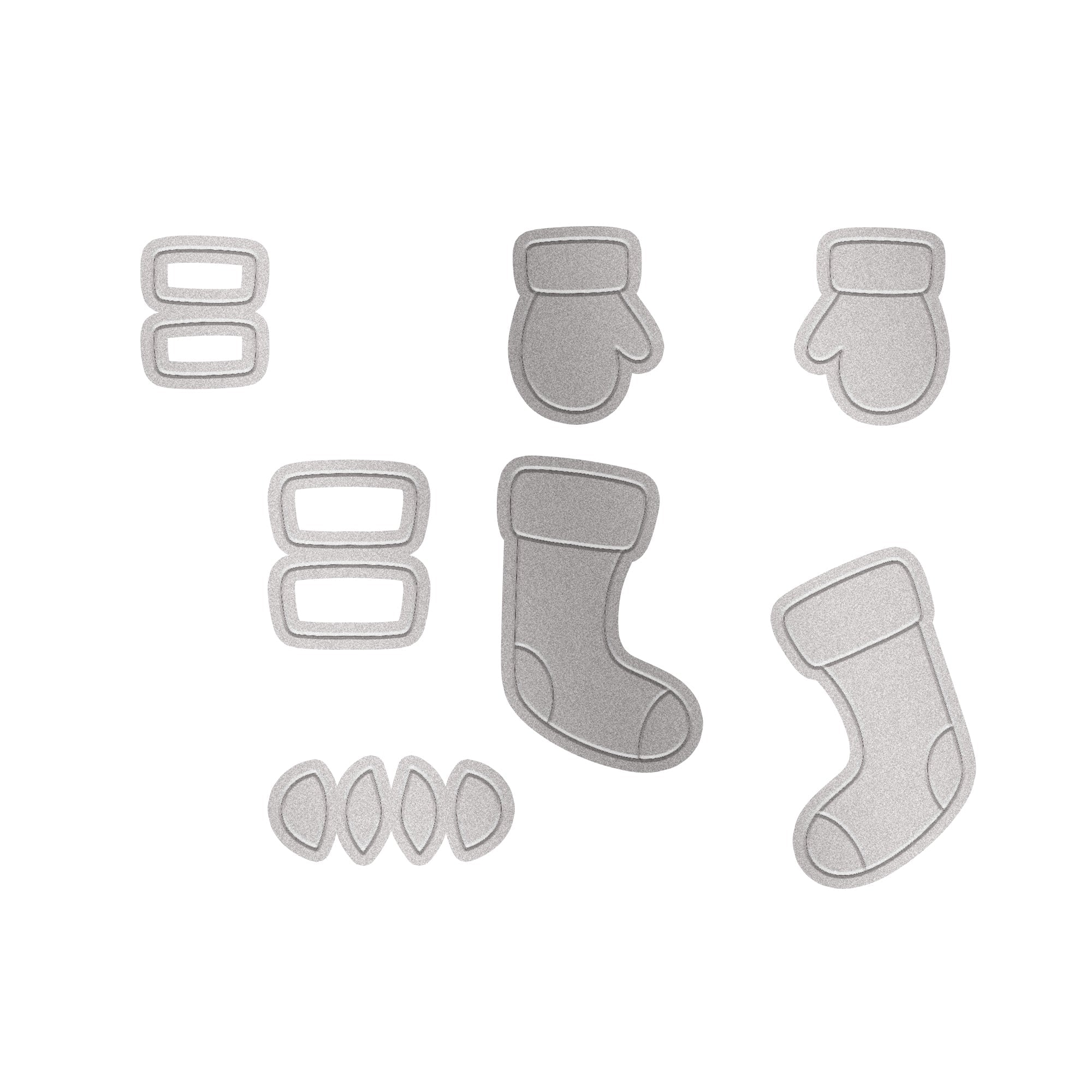 Christmas Thin Cut Dies Mittens and stockings 90 x 64mm 7pc