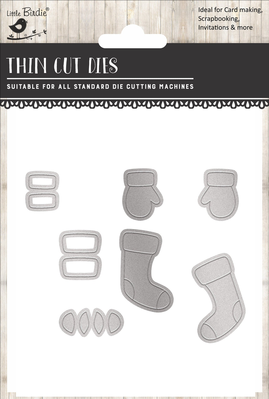 Christmas Thin Cut Dies Mittens and stockings 90 x 64mm 7pc