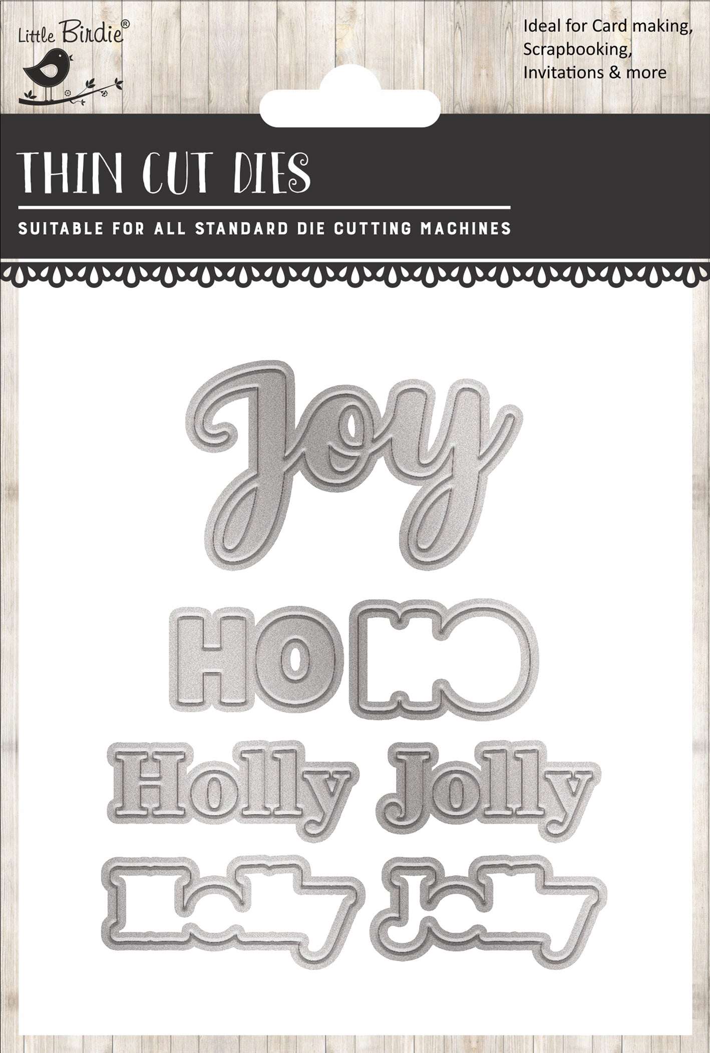 Christmas Thin Cut Dies Holly Jolly 8 5x 73mm 7pc