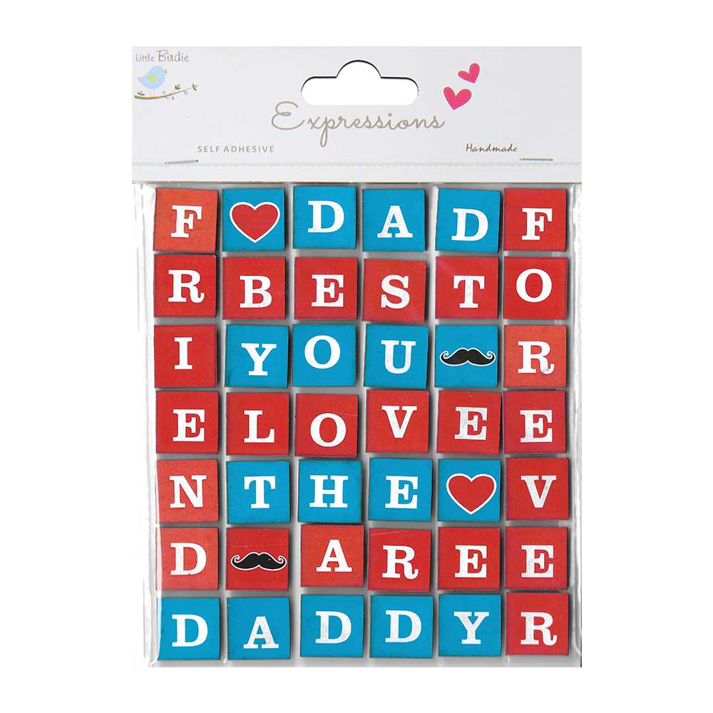 Little Birdie Self-adhesive Chipboard Stickers - Love Dad, 42Pc