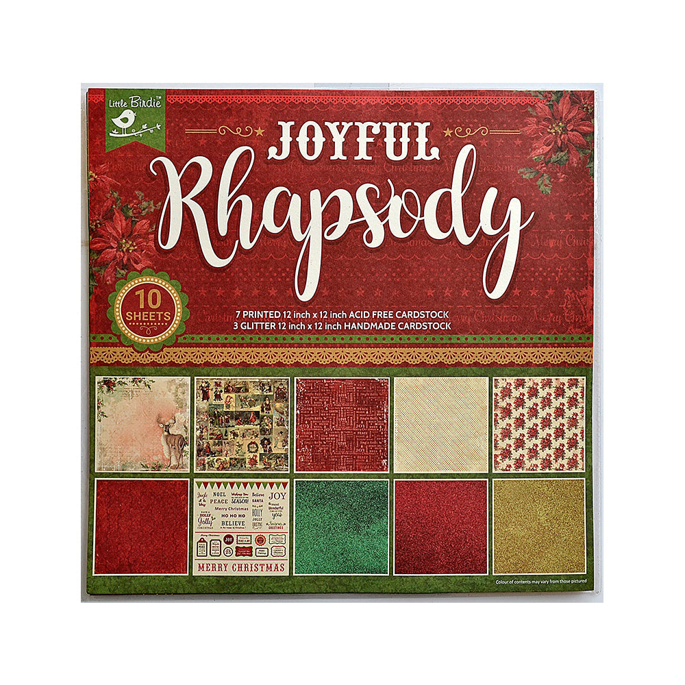 Little Birdie Cardstock Paper Pack- Joyful Rhapsody 12X12 inch, 10sheets
