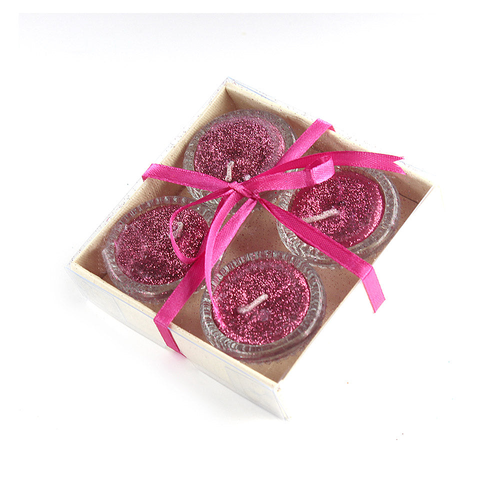 Little Birdie Glitter Candle Set 4pcs -Pink