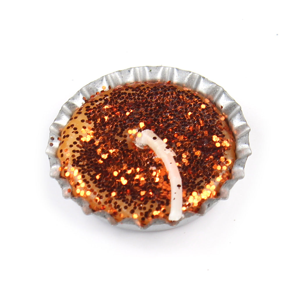 Little Birdie Bottle Cap Glitter Candle Set 9pcs - Orange