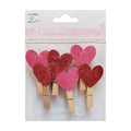 Little Birdie Dazzle Heart Pegs, 6Pc