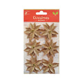 Little Birdie Handmade Flower Christmas Pretty Poinsettia - Gold Glitter, 6pc