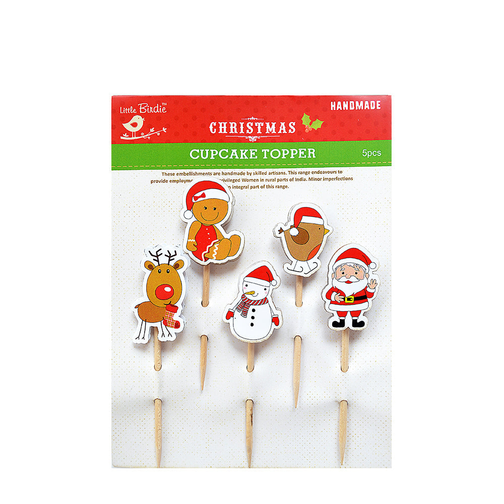 Little Birdie Christmas Cupcake Topper - 5pc