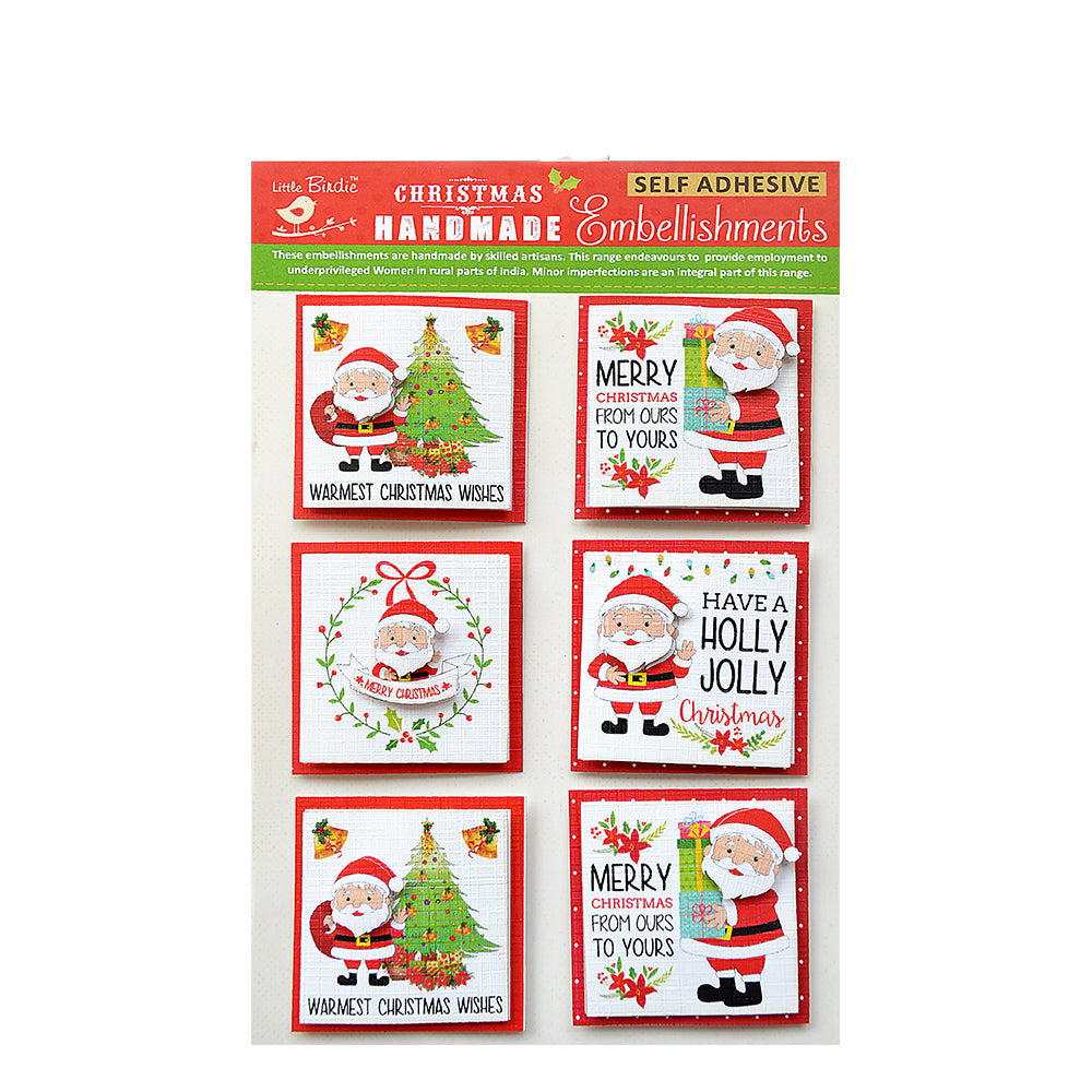 Little Birdie Christmas Stickers -  Santa Claus, 6pc