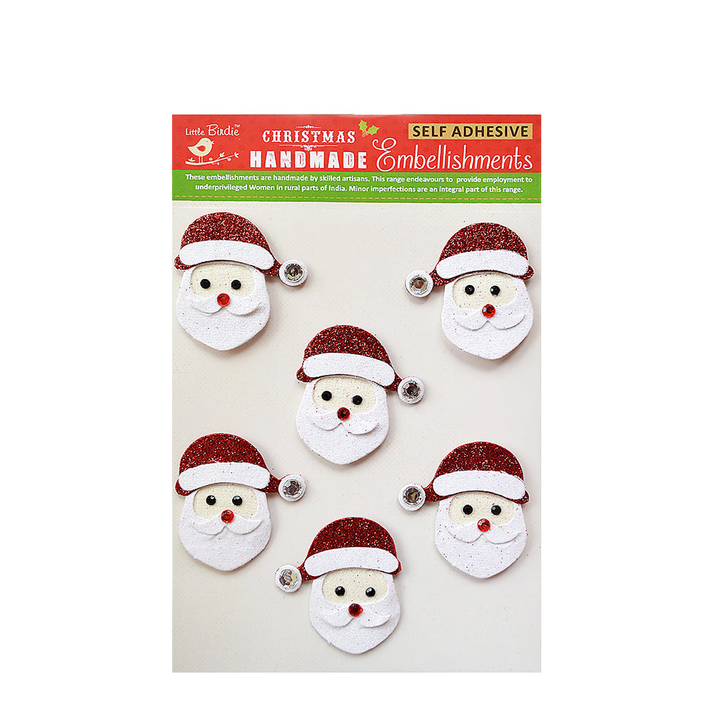 Little Birdie Christmas Stickers - Santa, 6pc