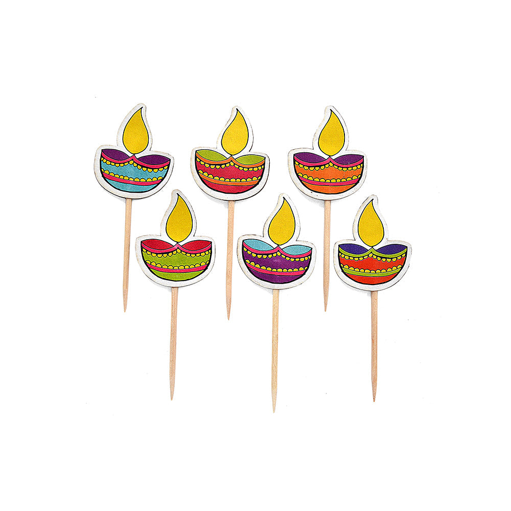 Little Birdie Diwali Mithai Topper - Diya, 12Pc