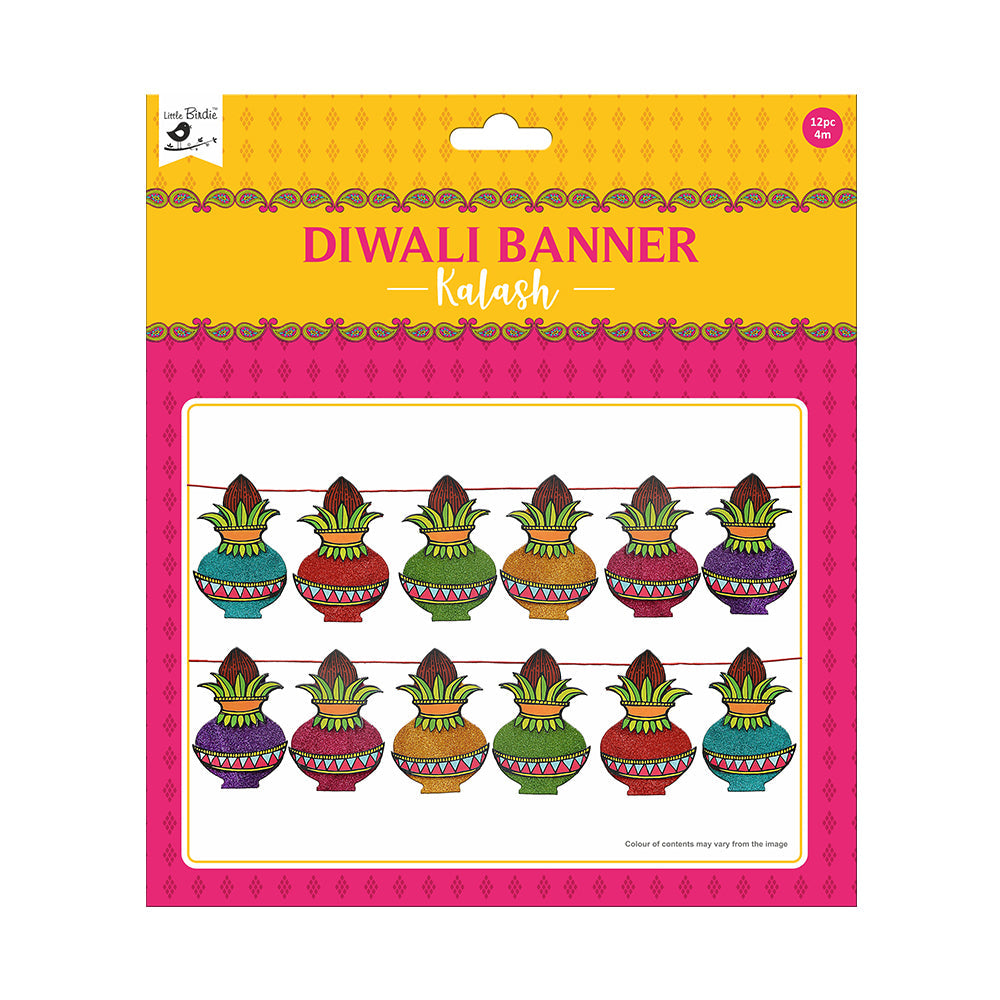 Little Birdie Diwali Banner Kalash - 12pc with 4mt Thread, 1Pack