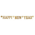 Little Birdie Happy New Year Banner- Gold, 16pc, with 4mt Thread, 1Pack
