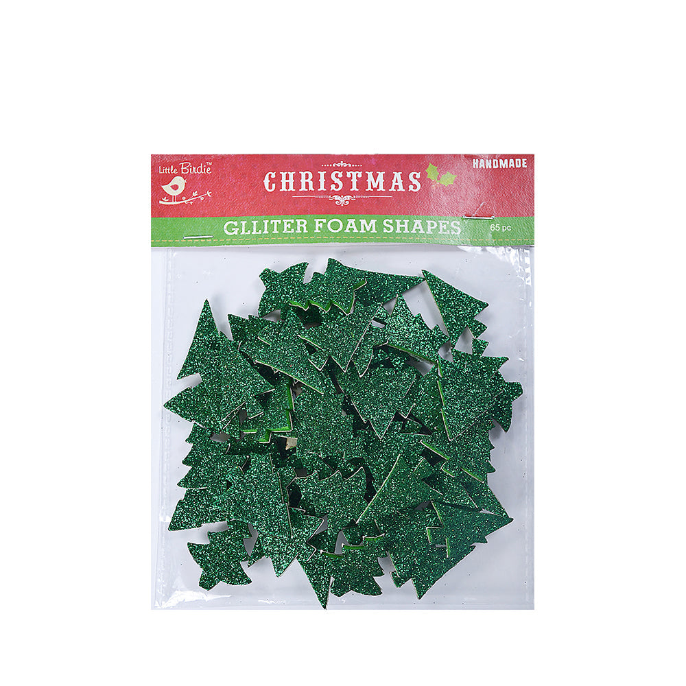 Little Birdie Christmas Stickers - Glitter Tree, 65pc