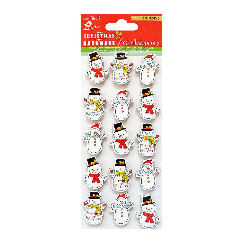 Little Birdie Christmas Stickers - Snowman, 15pc
