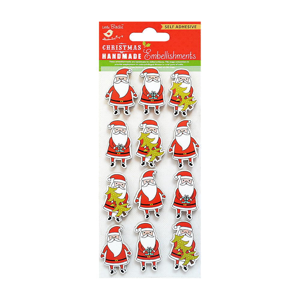 Little Birdie Christmas Stickers - Santa Claus, 12pc