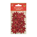 Little Birdie Handmade Flower Christmas Glitter Poinsettia - Red, 7pc