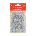 Little Birdie Handmade Flower Christmas Glitter Poinsettia - Silver, 7pc