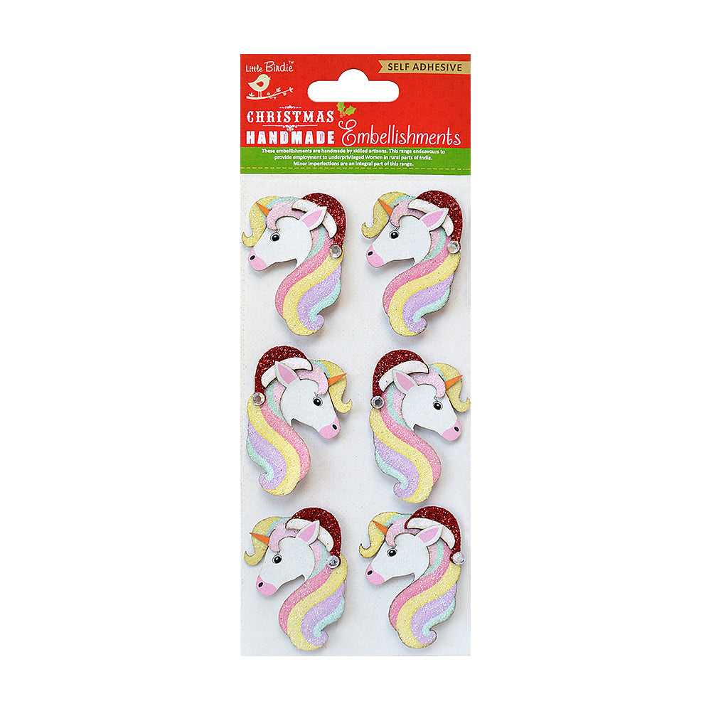 Little Birdie Christmas Stickers -  Unicorn Glitz, 6pc