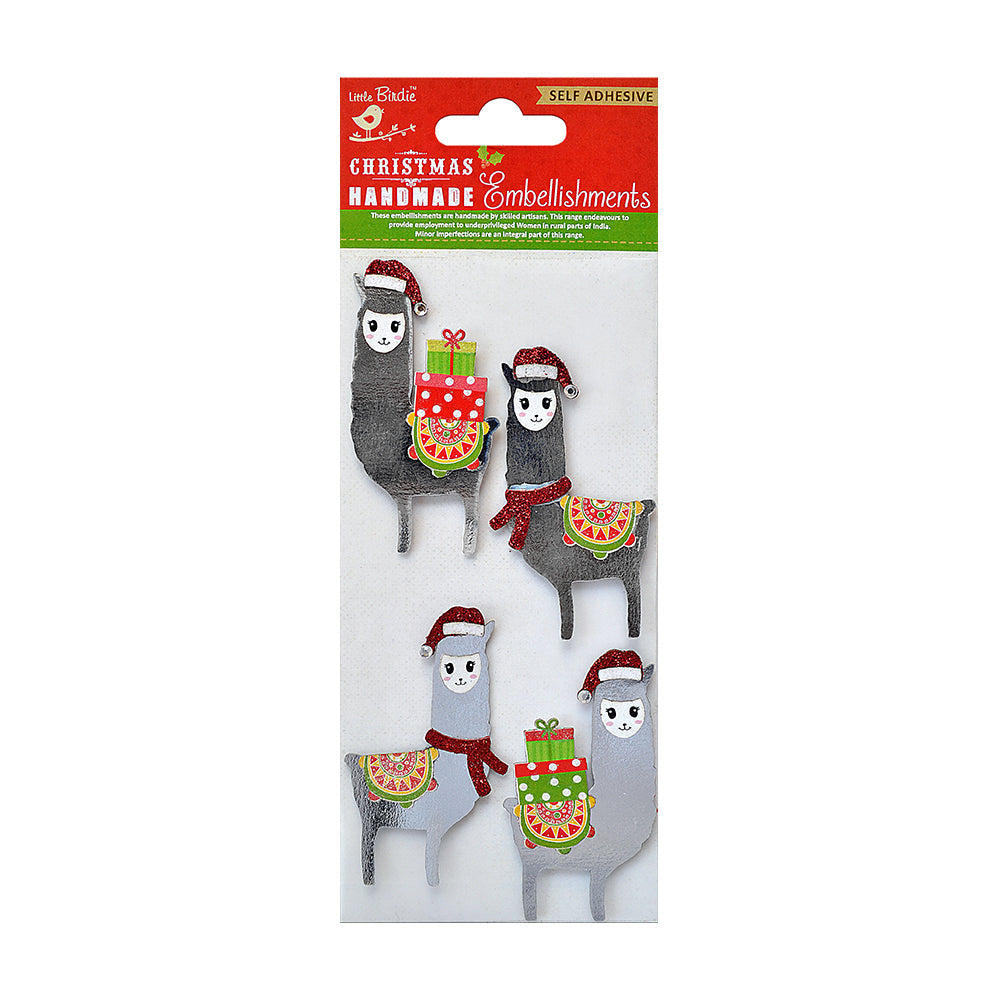 Little Birdie Christmas Stickers -  Lovable Llama, 4pc