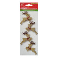Little Birdie Christmas Stickers - Glitter Reindeer, 4pc
