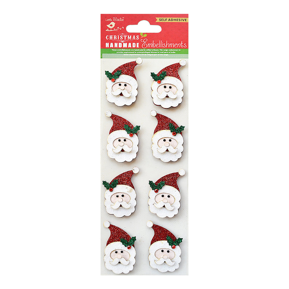 Little Birdie Christmas Stickers - Glitter 3D Santa, 8pc