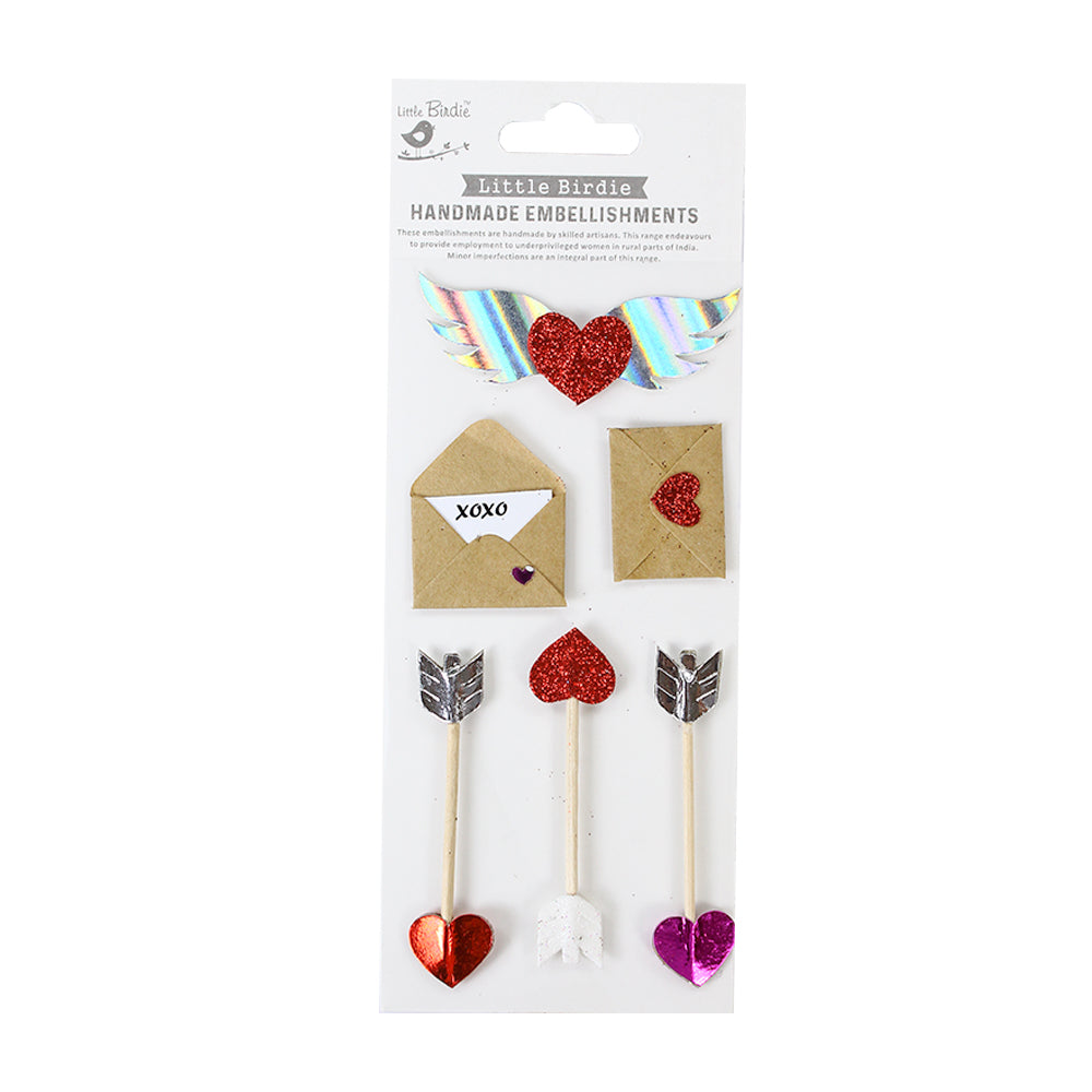 Little Birdie Self-adhesive Stickers - With Love, 6Pc