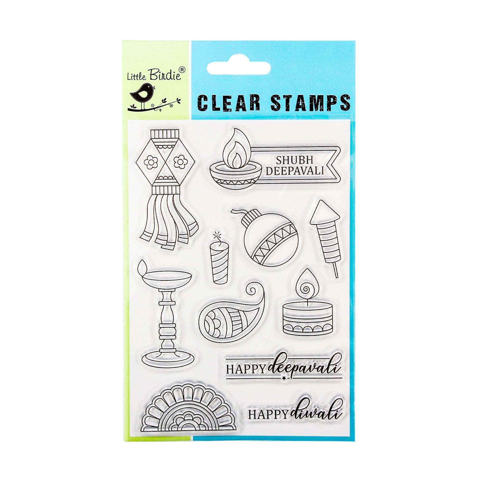 Little Birdie Clear Stamps - Shubh Deepawali, 4 X 6, 11Pc