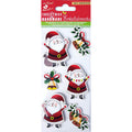 Christmas Glitter Stickers - Merry Santa, 6Pc
