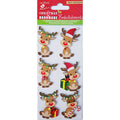 Christmas Glitter Stickers Shimmer Reindeer, 6Pc