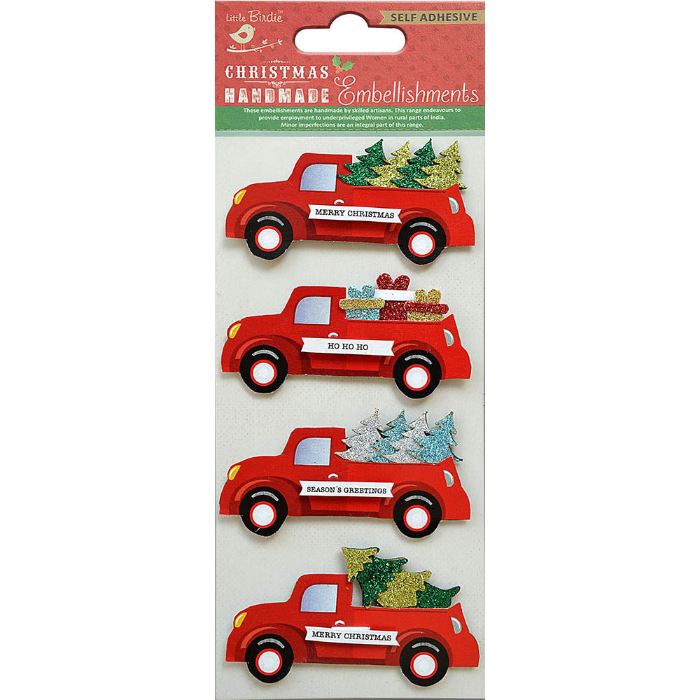 Christmas Glitter Stickers - Joyful Season, 4Pc