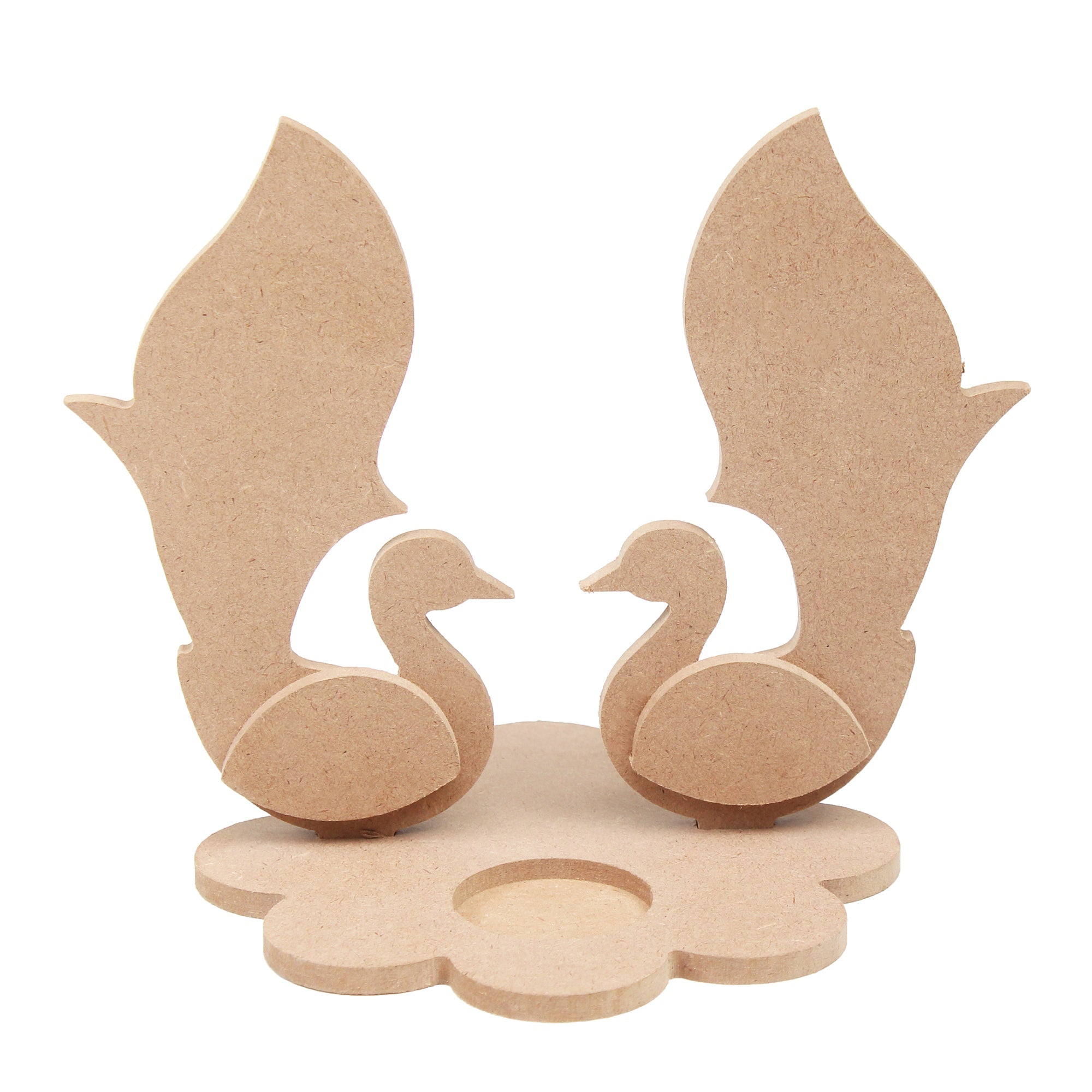 MDF 5.5mm Decorable Candle Holder - Peacock Duo  W5.25in x H6.25in (Approx size)
