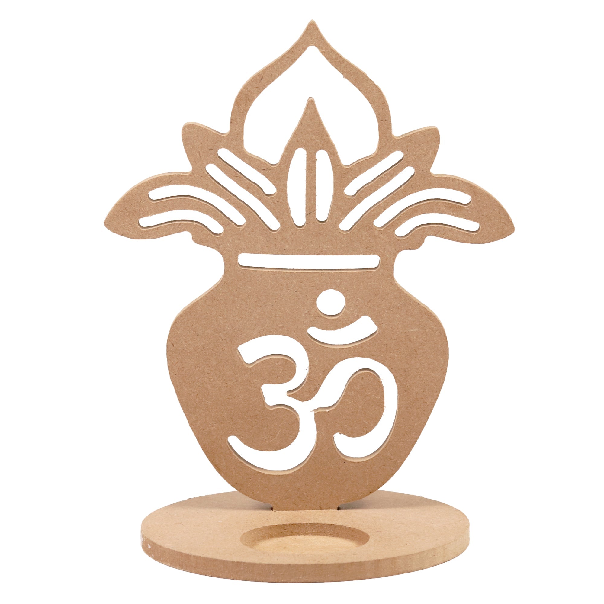 MDF 5.5mm Decorable Candle Holder - OM Kalash, 4in x 6.25in(Approx size)