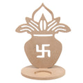 MDF 5.5mm Decorable Candle Holder - Swastika Kalash  W4in x H6.25in (Approx size)