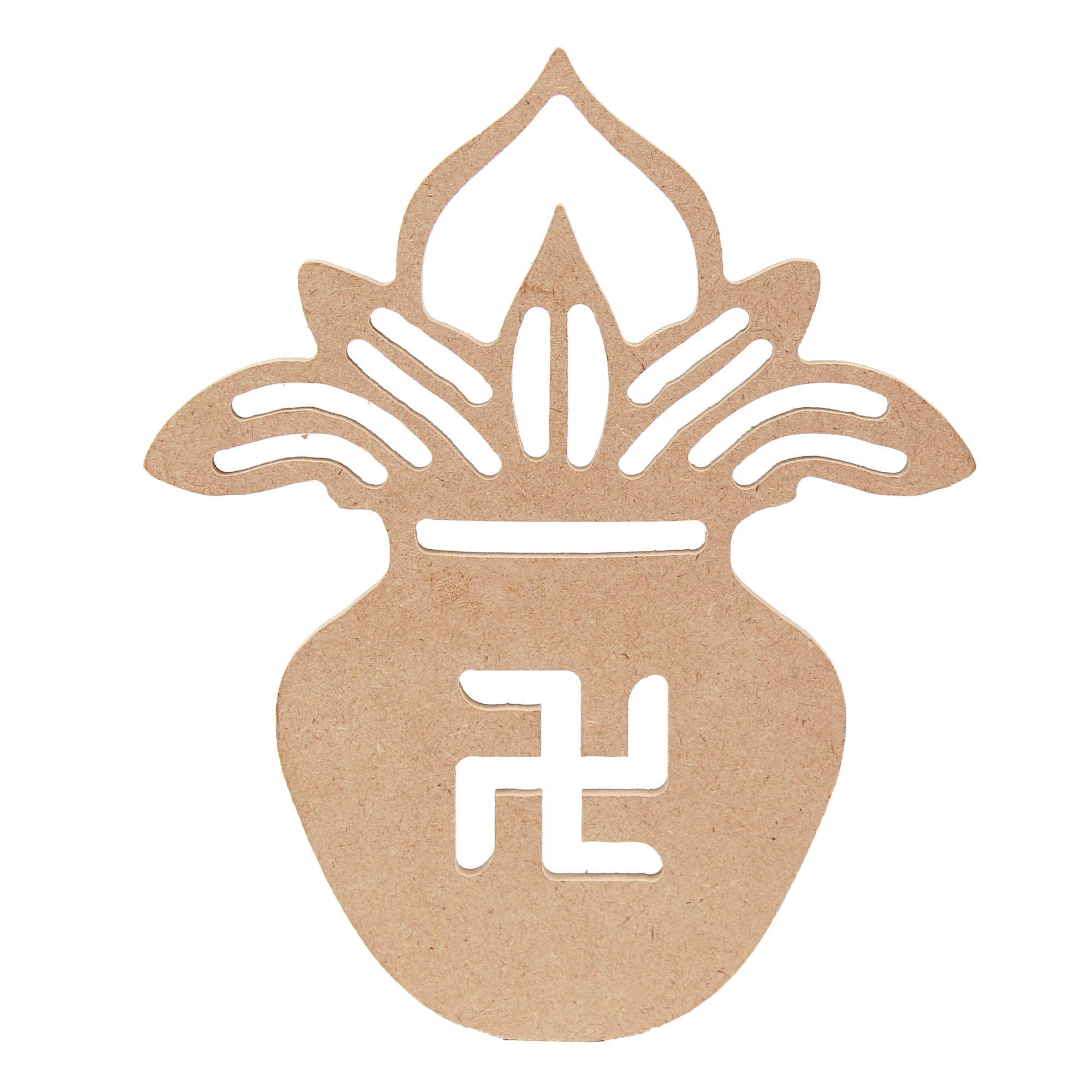 MDF 5.5mm Decorable Kalash Swastik, W5in x H6in (Approximate size)