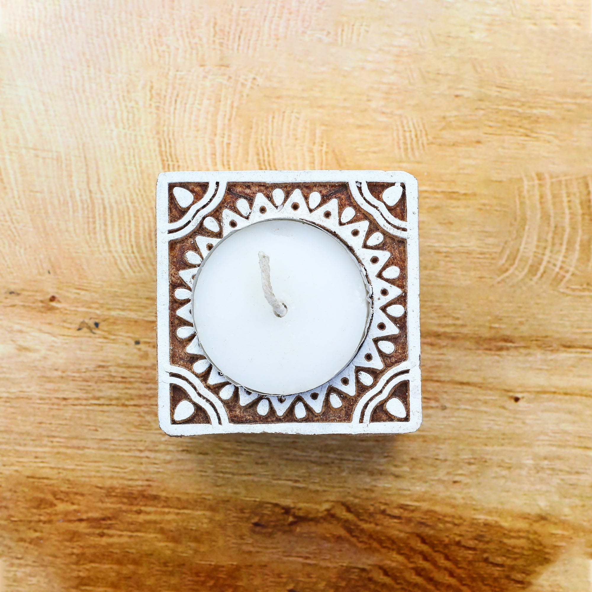 Wooden Printing Block & Candle Holder- Charming Mandala