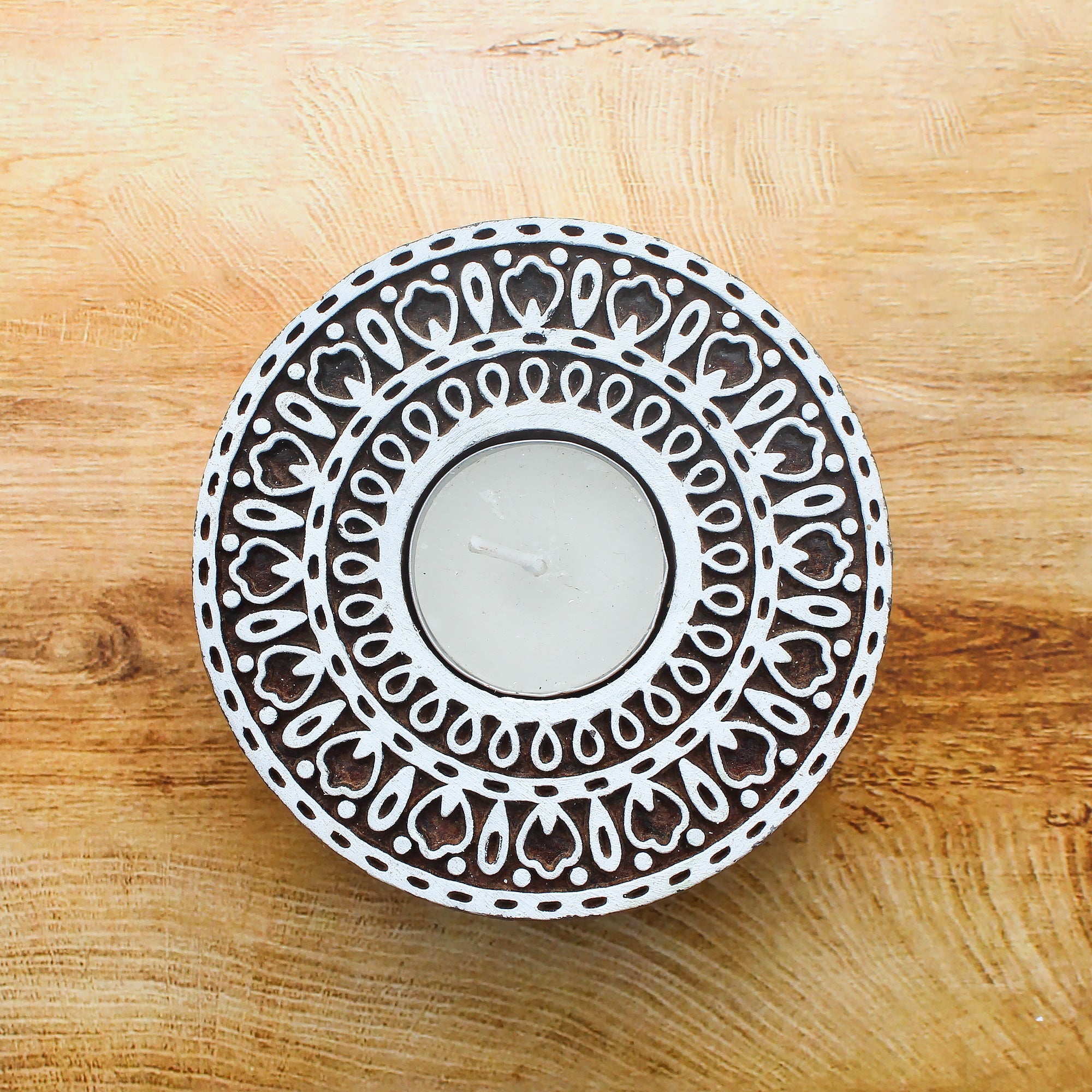 Wooden Printing Block & Candle Holder- Magnificent Mandala
