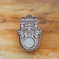 Wooden Printing Block & Candle Holder- Ornate Hand