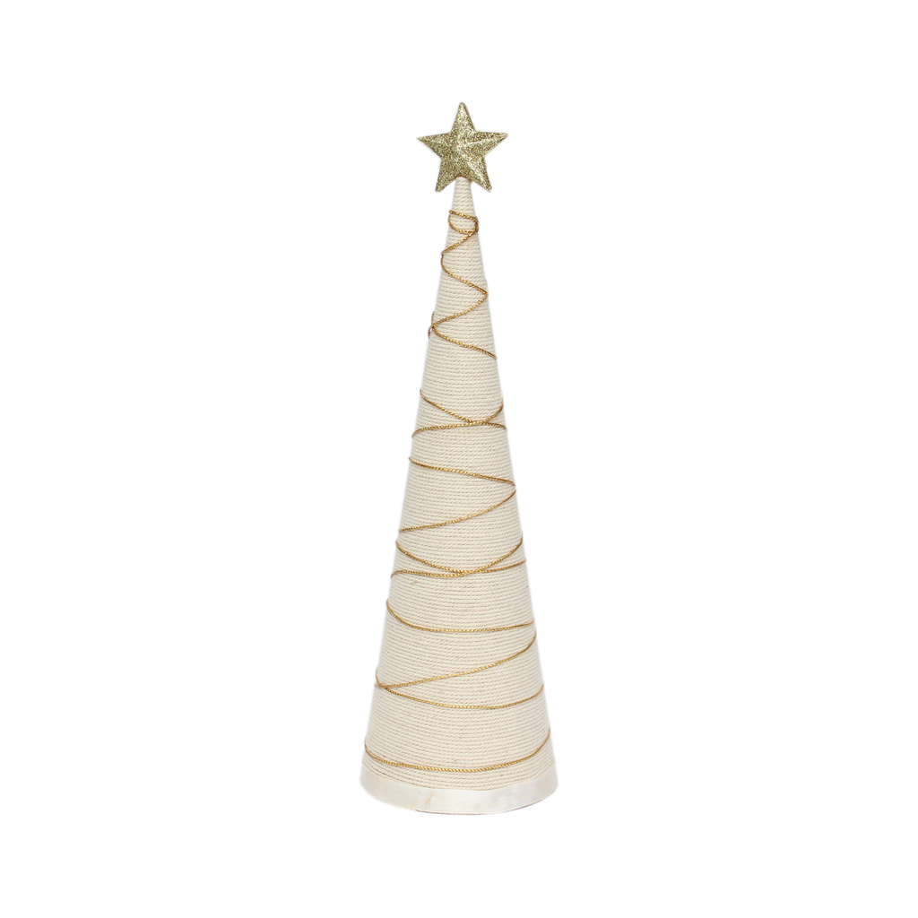 Handmade Conical Christmas Tree - Cotton Thread, Height 14.5 X Width 4inch, 1pc
