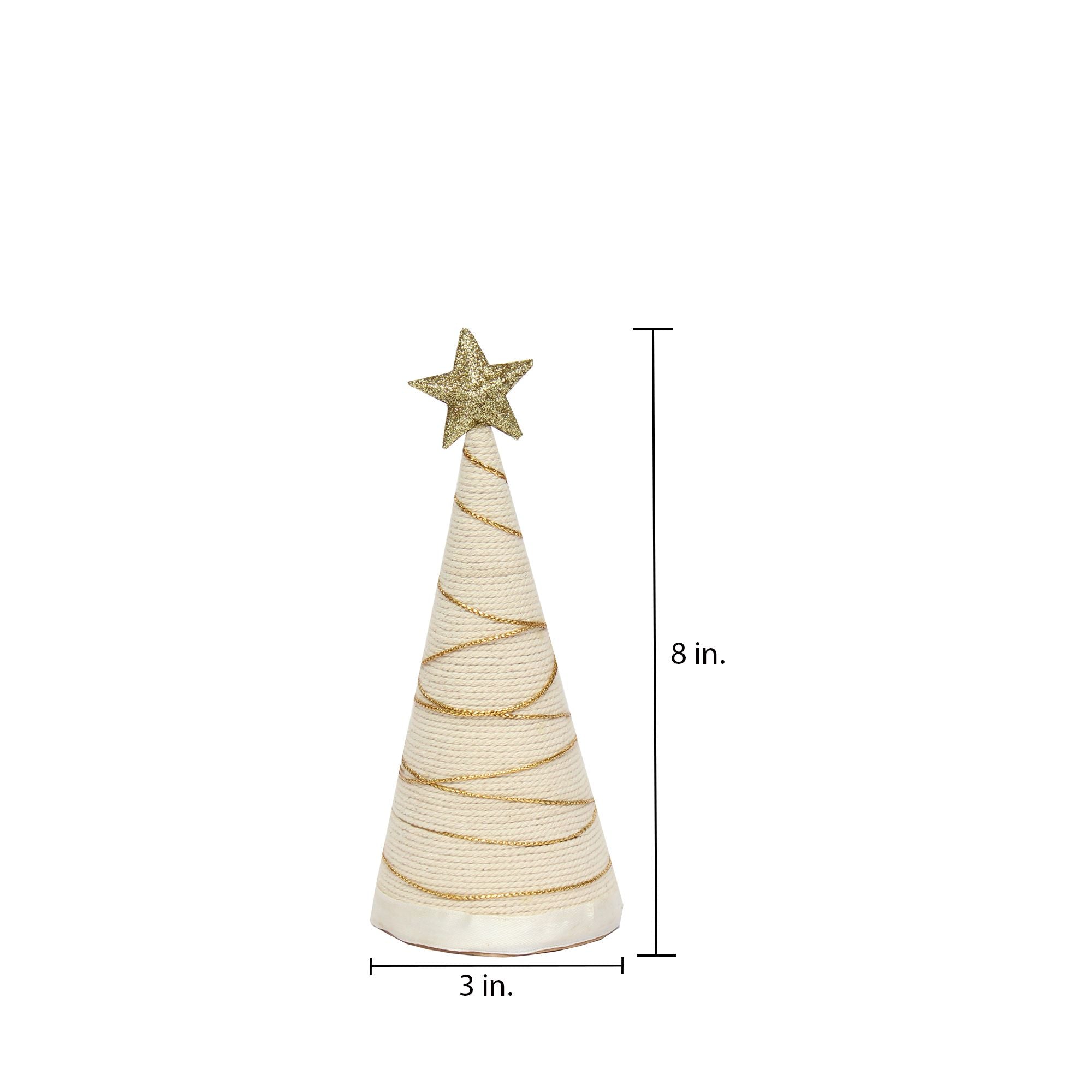 Handmade Conical Christmas Tree - Cotton Thread, Height 8 X Width 3inch, 1pc