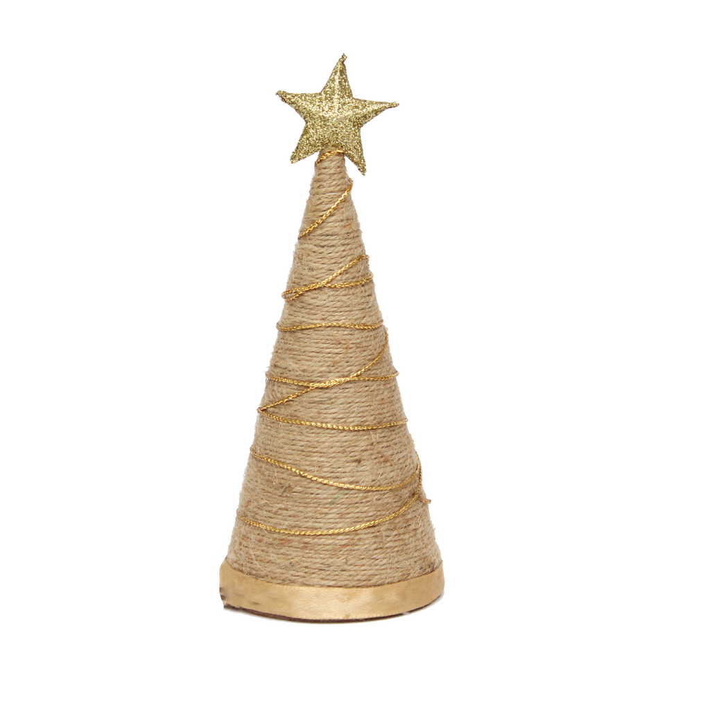 Handmade Conical Christmas Jute Tree - Height 8 X Width 3inch, 1pc