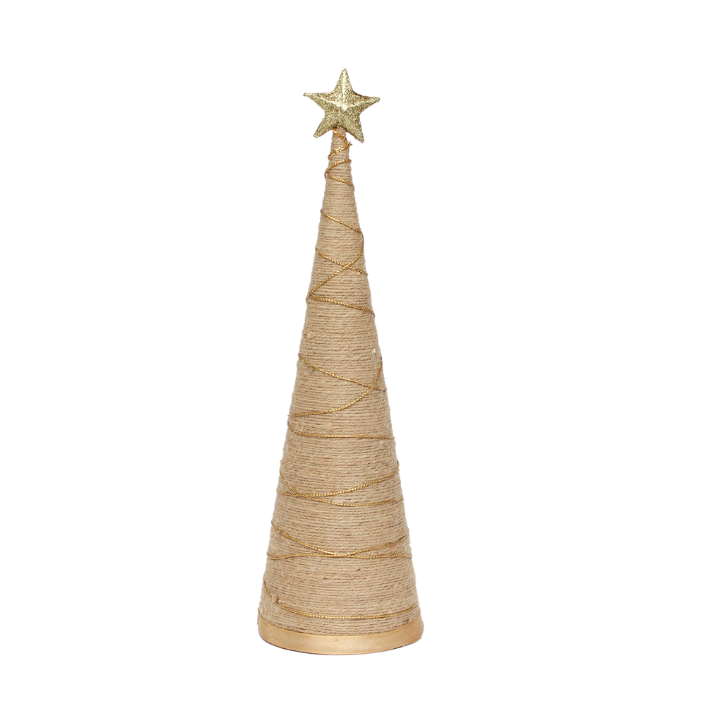 Handmade Conical Christmas Jute Tree - Height 14.5 X Width4inch, 1pc